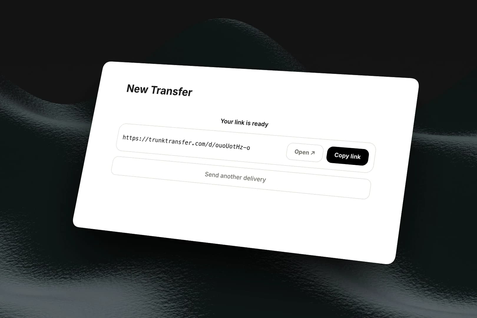 Copy delivery link from TrunkTransfer